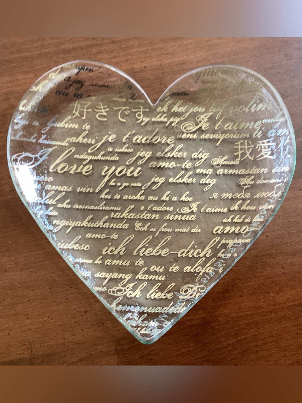 Annie Glass I Love You heart-shaped plate